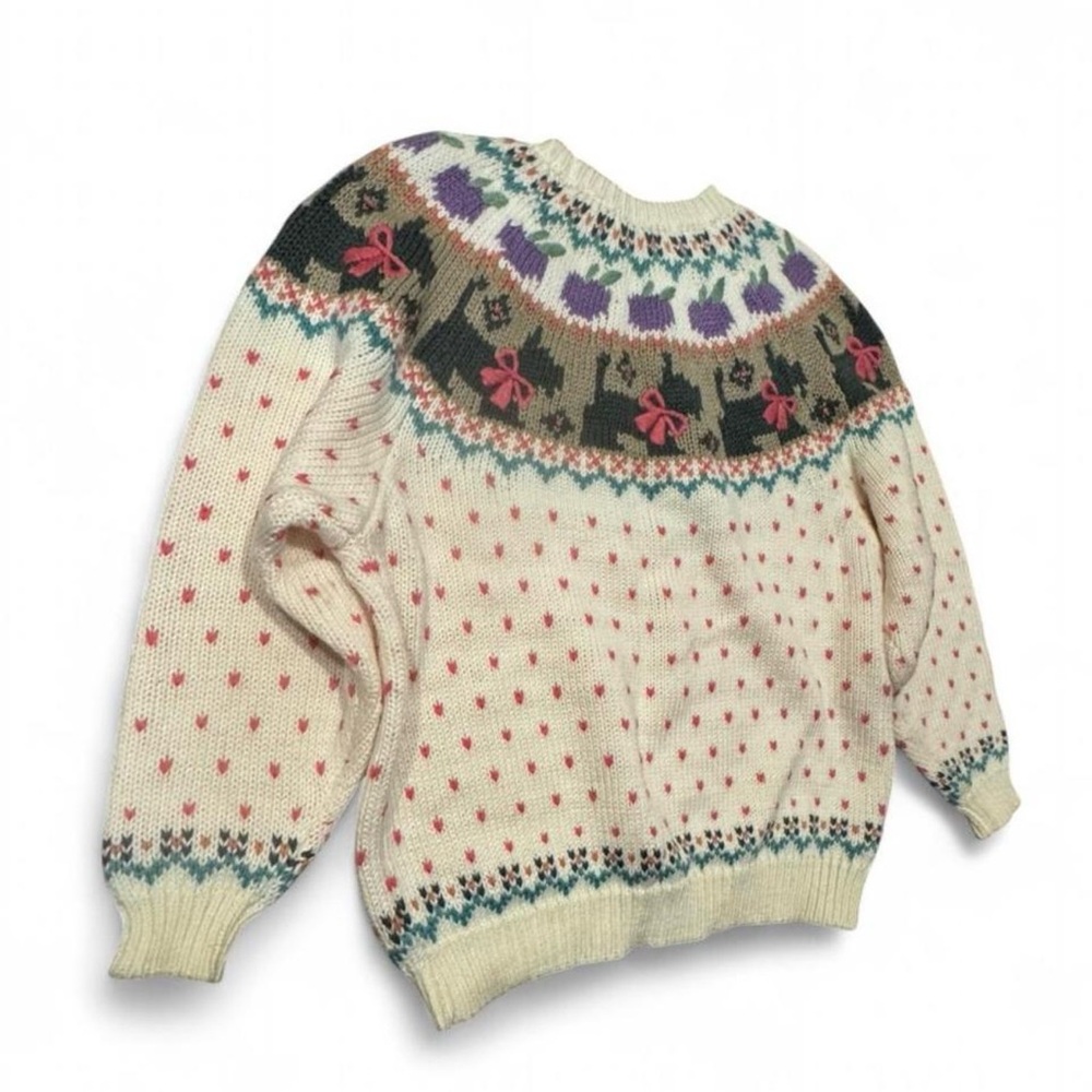 Vintage Northern Isles Scottie Dog Sweater Hand Embroidered Cottagecore cozy y2k - Picture 3 of 8